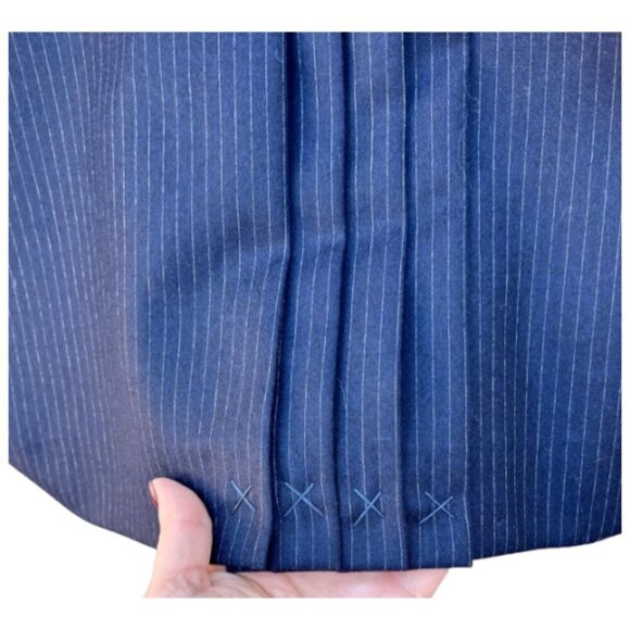 Peabody House NWT Women's Vintage Navy Blue Pinstripe Suit Skirt Set Size 11/12 - Picture 12 of 16